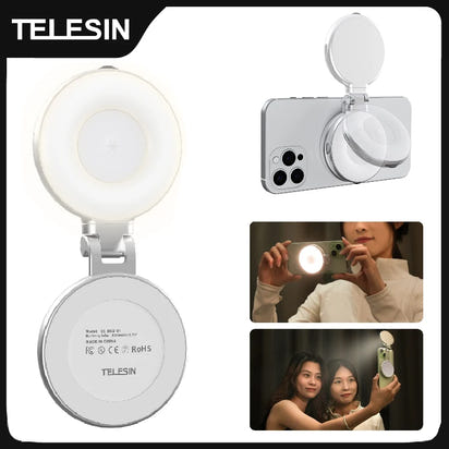 TELESIN Smartphone Magnetic Fill Light Mini Selfie Light 3 Modes Adjustable Brightness for Iphone XIAOMI HUAWEI SAMSUNG Phone