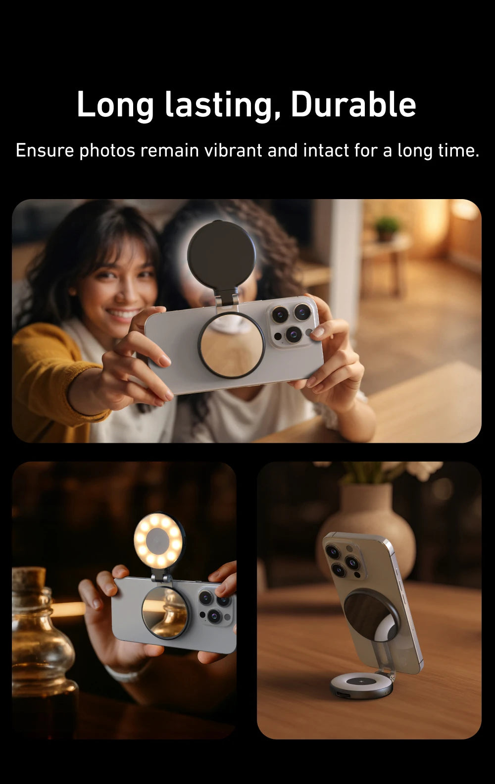 TELESIN Smartphone Magnetic Fill Light Mini Selfie Light 3 Modes Adjustable Brightness for Iphone XIAOMI HUAWEI SAMSUNG Phone