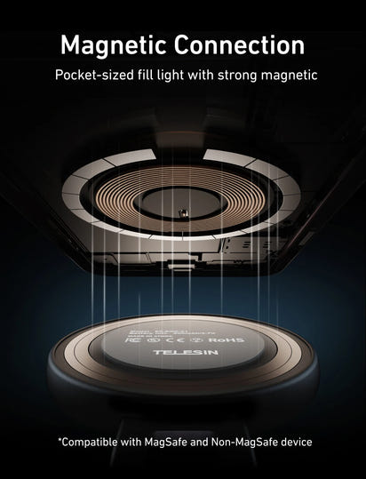 TELESIN Smartphone Magnetic Fill Light Mini Selfie Light 3 Modes Adjustable Brightness for Iphone XIAOMI HUAWEI SAMSUNG Phone