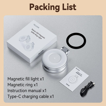 TELESIN Smartphone Magnetic Fill Light Mini Selfie Light 3 Modes Adjustable Brightness for Iphone XIAOMI HUAWEI SAMSUNG Phone